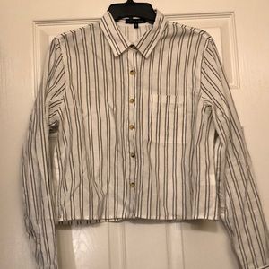 Strip white blouse with navy strips